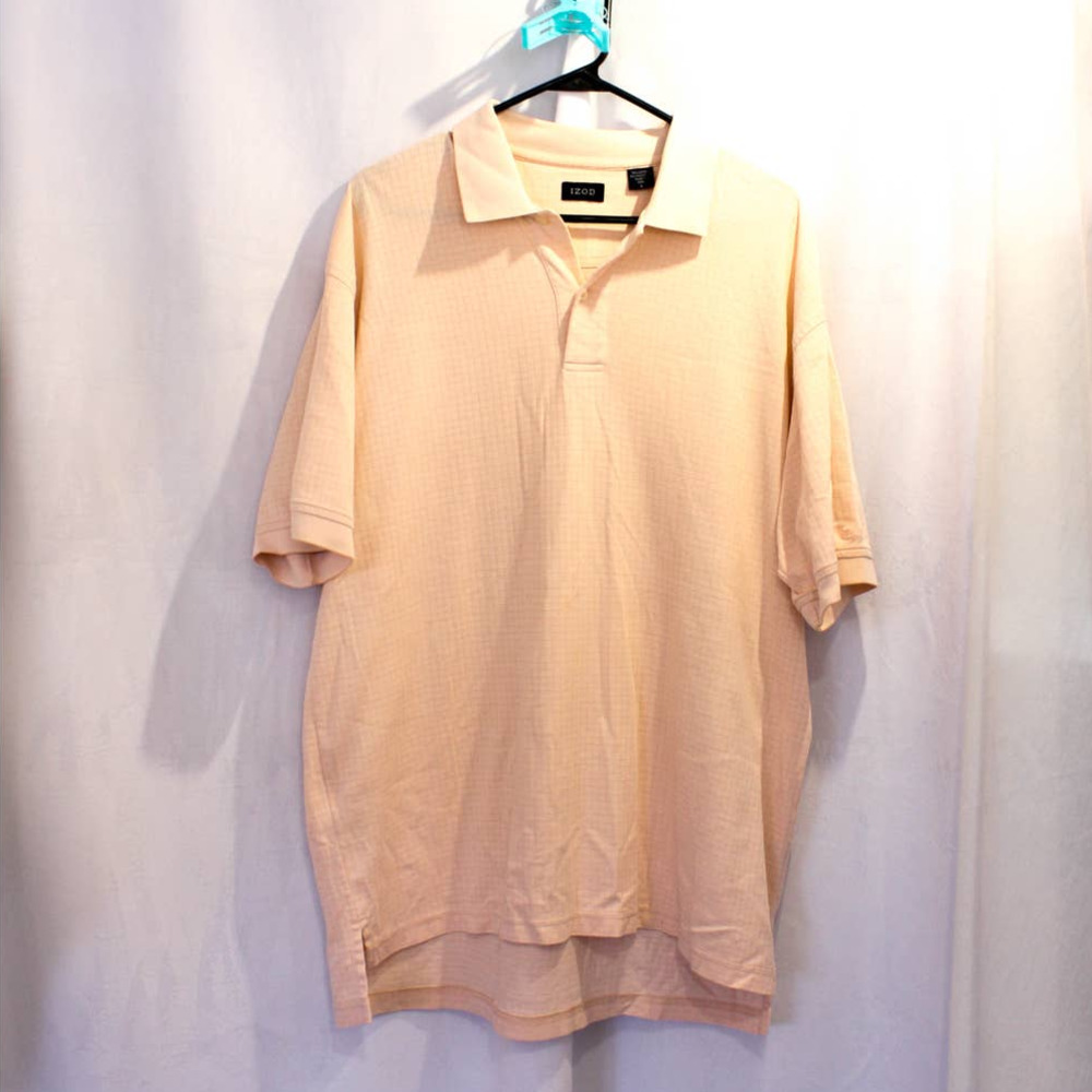 Izod Grid Checked Polo Peach Orange Large